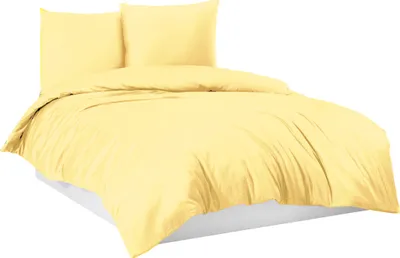 Produktbild von Bettwäsche Bettgarnitur Bettbezug Baumwolle 135x200 155x220 200x200 200x220, Größe:155 x 220 cm, Design Bettwäsche:Vanille Gelb Uni