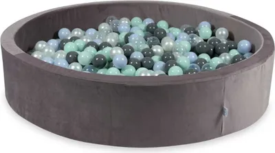 Produktbild von Bällebad 130x30 Samt lila – Mit 600 Bällen / Hellmint, Babyblau Perlmutt, Grau, Transparent, Perlmutt