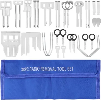 Image de Jeu d'outils de démontage de 38 pièces pour autoradio, kit d'outils de retrait de radio avec sac de rangement