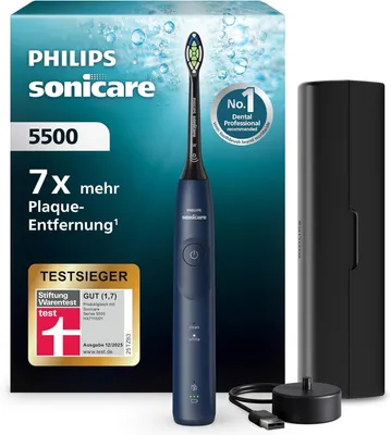 Imagen del producto de Cepillo de dientes eléctrico, cepillo sónico con 2 modos de limpieza, control de presión, función EasyStart, temporizador inteligente y guía de cepillado