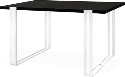 Obrázok produktu pre Rozťahovací jedálenský stôl - Veľký stôl v loftovom štýle s bielymi kovovými nohami 160 až 260 cm - Priemyselný stôl do obývačky - Spacesaver - Čierny - 160 x 90 cm