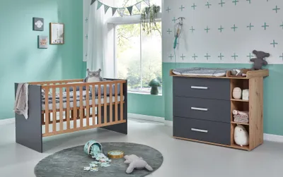 Image de arthur berndt Ensemble de meubles pour bébé Alessio 2 pièces lit d'enfant commode à langer