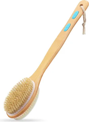 Produktbild von Rš¹ckenbš¹rste Dusche mit Langem Stiel, Doppelseitige Duschbš¹rste Rš¹ckenschrubber Badebš¹rste K?rperbš¹rste Peelingbš¹rste mit Weichen und Steifen Borsten zum Peeling, Cellulite und Lymphdrainage