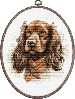 Produktbild von Luca-S Kreuzstich Stickpackung mit Stickrahmen "Der Cocker Spaniel", Zählmuster, 16x16cm