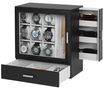 Obrázok produktu pre Úložný box na šperky s 9 priehradkami a priehľadným vekom