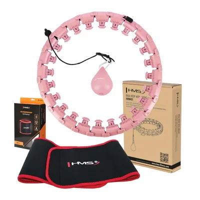 Image de Ensemble de massage hula hoop HMS HHW01 avec poids et ceinture amincissante BR163 rose