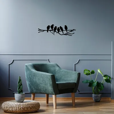 Produktbild von Wallity, Birds- SKL2427, Schwarz, Sonstige Wohndekorationen, 70 x 21 cm, 100% Metall (Dicke: 1