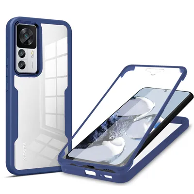 Produktbild von Handy Tasche für Xiaomi 12T/12T Pro 360° Grad Handyhülle mit Displayschutz Blau