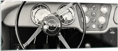 Produktbild von Bilder auf glas - Einteilig - Lenkrad Auto Vintage - 140x50cm - Glasbilder - Wandbilder - Bilder - zum Aufhängen bereit - Wanddekoration aus Glas - Glas Bilder - Wandbild auf Glas - GAB140x50-4853