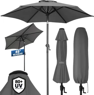 Image de KINGSLEEVE® Parasol inclinable Ø 200cm anthracite Parasol en aluminium avec manivelle Protection solaire jardin terrasse