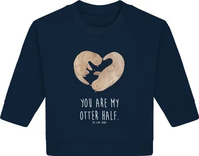Produktbild von Mr. & Mrs. Panda Organic Baby Pullover Otter Herz 6. - 12. Monat - French Navy - Geschenk, Liebe, Verliebt, Bullover