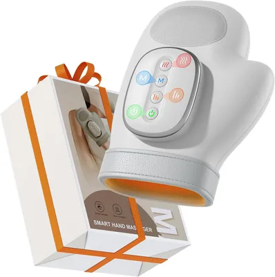 Produktbild von Handmassagegerät mit Wärmekompressionsentlastung, 3 Massage, 4 Temperaturen, 5 Kompressionsmodelle, Therapiehandschuh, Arthritis und Handgelenk
