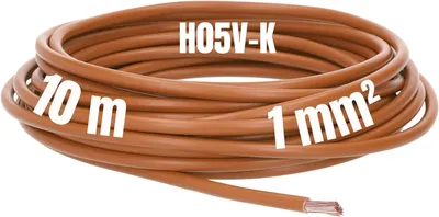 Immagine prodotto di Kalitec 10 metri H05V-K 1 mm² marrone Cavo di cablaggio I Cavo a nucleo flessibile I Cavo unipolare in PVC I Cavo a trefoli 1mm2 I Cablaggio a fili sottili I Cavo a conduttore singolo I Cavo unipolare I Cavo ignifugo
