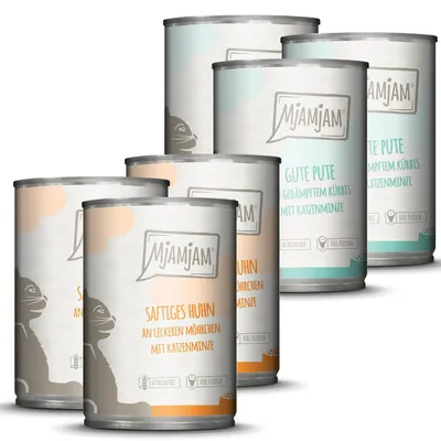 Productafbeelding van Monopak 1 met kip en kalkoen, 3x2 verpakkingen van 6 stuks, elk 400 gram, met een hoog vleesgehalte
