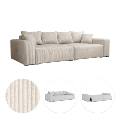 Produktbild von FEDVE Couch Sofa Elstra Schlafsofa Wohnzimmer Schlaffunktion Modern Design Creme (Tilia 01)