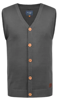 Produktbild von BLEND BHLennardo Herren Pullunder Strickweste Feinstrick Weste mit V-Ausschnitt Holz-Knopfleiste ärmellos Baumwollmischung Regular fit