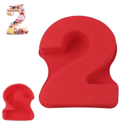 Zdjęcie produktu dla Silikonowa forma do pieczenia w kształcie cyfry 2, średnica 25,4 cm, z powłoką nieprzywierającą, wolna od BPA