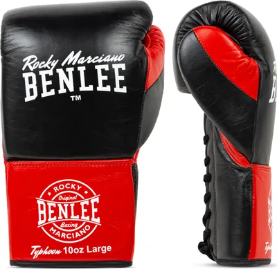 Zdjęcie produktu dla Skórzane rękawice bokserskie TYPHOON Black/Red 10 oz L BENLEE