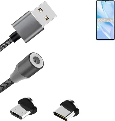 Produktbild von K-S-Trade Hochwertiges Magnet-Lade-kabel Sync-Kabel Daten-Kabel für Motorola Edge S Pro mit USB-Typ-C-Anschluss und Micro-USB-Anschluss 2A bis zu