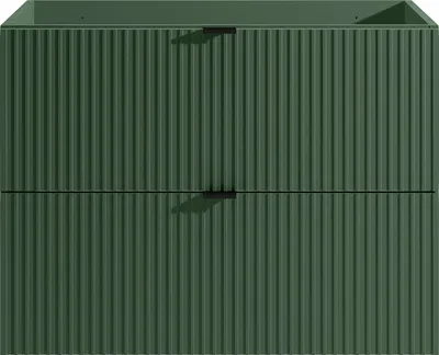 Produktbild von Waschbeckenunterschrank hängend - Streifenoptik - Grün matt - 80 cm - ZEVINI