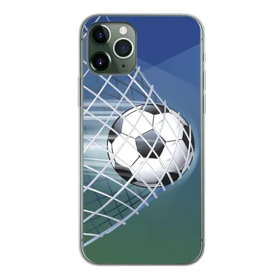Produktbild von MuchoWow® Handyhülle Schutzhülle Hülle für iPhone 11 Pro Eine Illustration eines Fußballs im Netz - Jungen - Mädchen - Kinder Silikon Softcase Handy Hülle - Handy