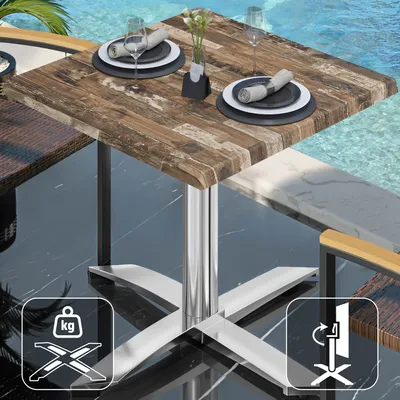 Produktbild von WTG | Bistro Außen Tisch | B: T: H: 70 x 70 x 75,5 cm | Vintage Old / Aluminium | Quadratisch | Klappbar + Zusatzgewicht | Bistro Tisch Gastro Tisch