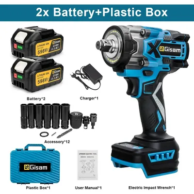 Produktbild von Akku Schlagschrauber 18V - Brushless Schlagschrauber - 900 Nm Drehmoment - 1,27 cm Vierkant - 2 Akkus - Kunststoffkoffer