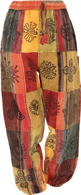 Produktbild von Patchwork Stonewash Yogahose, Uni Goa Baumwoll Hose - Orange, Herren, Baumwolle, Größe: S