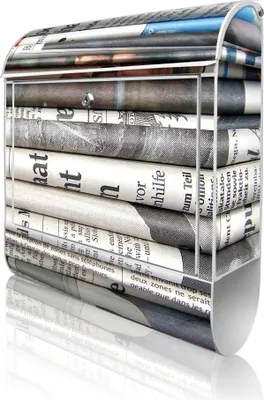 Produktbild von banjado Design Briefkasten Stahl weiß mit Zeitungsfach pulverbeschichtet "Zeitungen" 38x46x12,5cm & 2 Schlüssel - Postkasten A4 Einwurf inkl. Montagematerial [BK 10039]
