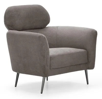 Image de MENZZO Fauteuil moderne avec haut dossier Damigal Tissu doux Gris taupe