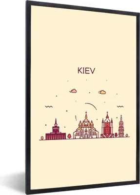 Produktbild von MuchoWow® Gerahmtes Poster Skyline - Kiew - Ukraine 40x60 cm - Poster mit Schwarzem Bilderrahmen Wandposter Rahmen Foto Bilder - Papierdruck - Wandbilder