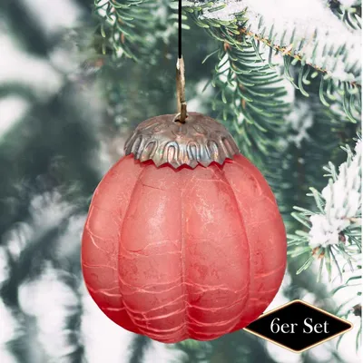 Produktbild von Christbaumschmuck aus frozen Glas, rot, gecracktes Glas, Christbaum, 12er Set
