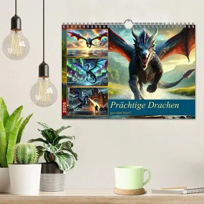 Produktbild von Prächtige Drachen, gut oder böse? (Wandkalender 2026 DIN A4 quer), CALVENDO Monatskalender