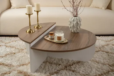 Produktbild von Skye Decor, Orion - Walnut, White, Couchtisch, 100 % Melaminbeschichtete Spanplatten, Nussbaum, 90 x 60 x 30 cm