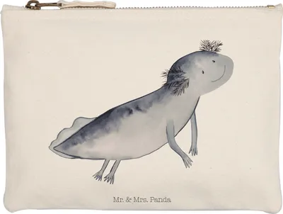 Produktbild von Mr. & Mrs. Panda Mäppchen Axolotl Schwimmen Größe M - Weiß - Geschenk, kosmetiktäschchen, Federmappe, Lurch, Kulturbeutel, Optimistisch, glücklich, Kosmetiktasche, Pouch