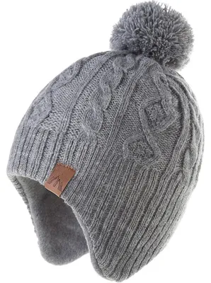Immagine prodotto di Berretto invernale per bambini, con paraorecchie, in maglia, spesso, color grigio