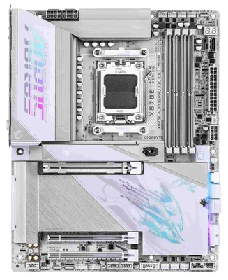 Zdjęcie produktu dla GIGABYTE X870E AORUS PRO X3D ICE, AMD, Gniazdo AM5, AMD Ryzen 7000 Series, AMD Ryzen 8000 Series, AMD Ryzen 9000 Series, Gniazdo AM5, DDR5-SDRAM, 256 GB
