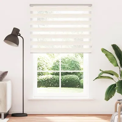 Zdjęcie produktu dla vidaXL Podwójna roleta w kolorze marmurowego beżu, 140 x 200 cm, szerokość tkaniny 135,9 cm, poliester