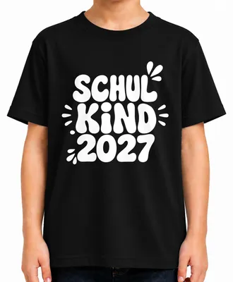 Produktbild von Schulkind 2027 Einschulung Erstklässler Grundschule Schulanfang Kinder T-Shirt, Schwarz, 104
