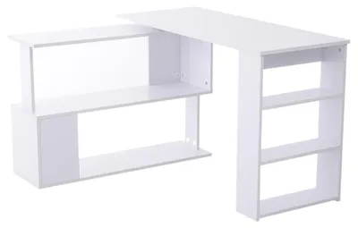 Produktbild von Drehbarer Eckschreibtisch, 120 x 110 cm, L-f?rmiger Schreibtisch mit Ablagen, fš¹r Homeoffice, Arbeitszimmer, Zuhause, Wei?