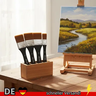 Produktbild von Pinsel Flache Helle Handwerkliche Basisbeschichtung mit Holzgriff für Acryl