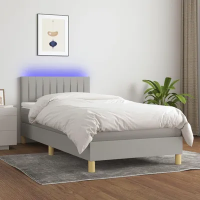 Obrázok produktu pre Box spring posteľ s matracom a LED svetlosivou látkou 90x190 cm