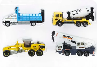 Produktbild von Matchbox Multipack: 4 Baustellenfahrzeuge mit beweglichen Teilen