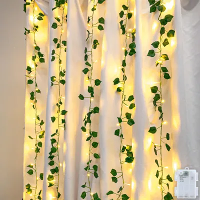 Efeu-Lichtsnoer 5 m, 50 LEDs, warmweiß, Timer, für Innen & Außen