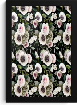 Produktbild von MuchoWow® MuchoWow® Gerahmtes Poster Blumen - Anemone - Rosen 20x30 cm - Poster mit zchwarzem Bilderrahmen - Drucken - Bilder Poster im Rahmen