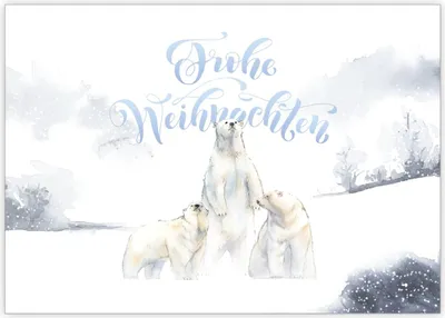 Produktbild von Süße Winter Weihnachtskarte mit Eisbären in Schnee Landschaft