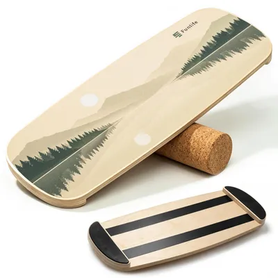 Imagen del producto de Tabla de equilibrio FunLife con rodillo de corcho – Entrenador de equilibrio de madera de abedul – Antideslizante – para equilibrio, entrenamiento del core, fitness y ejercicio físico, MIRROR LAKE