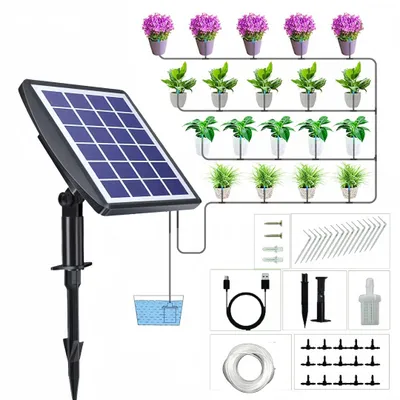 Produktbild von Solar Bewässerungssystem Automatisches Set, Automatische BewäSserung mit Timer, 15 Töpfe, für Garten, Balkon Pflanzen, Kübelpflanzen im Freien