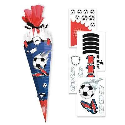 Produktbild von itenga DEKO-SET für SCHULTÜTE FUSSBALL rot blau