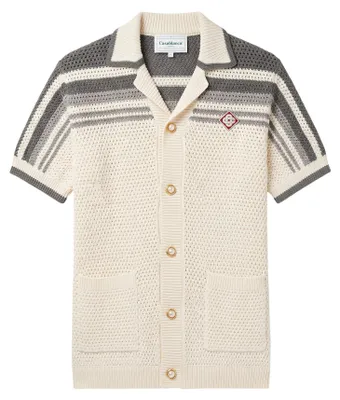 Productafbeelding van Casablanca Tenniskleding, gebreide katoenen shirt voor heren, wit, grijs